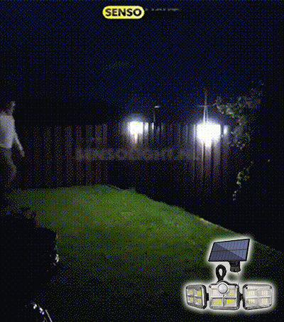 Three Head Solar Wall Light Outdoor Motion Sensor Security Lamp