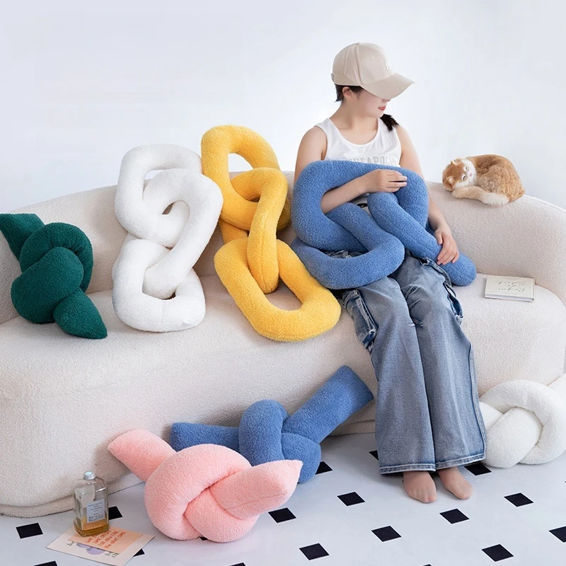 Plush Chain Knot Pillow Soft Decorative Cushion For Sofa And Home