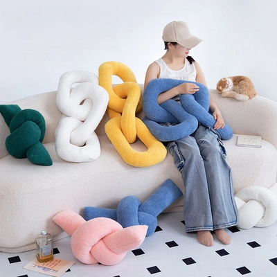Plush Chain Knot Pillow Soft Decorative Cushion For Sofa And Home