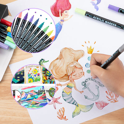 Dual Tip Acrylic Paint Marker Pen For Art And Crafts