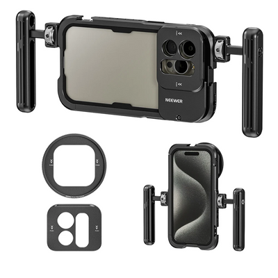 Phone Cage Video Rig With Dual Handles For IPhone 15 Pro Filmmaking