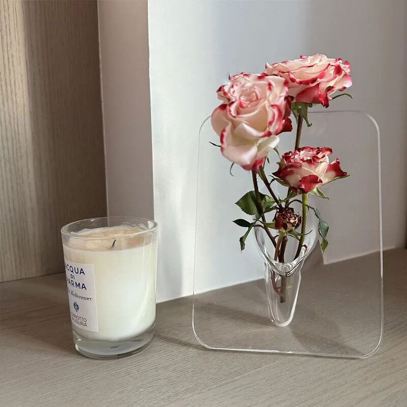 Acrylic Photo Frame Vase For Stylish Flower Arrangement Decor