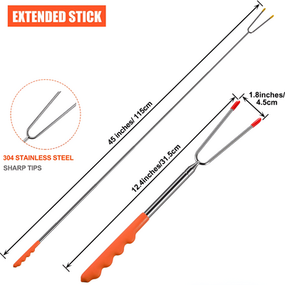 Telescoping Roasting Sticks Stainless Steel BBQ Skewers Set