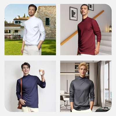 Men's Mercerized Cotton Base Layer Shirt Stretch Warm Comfortable