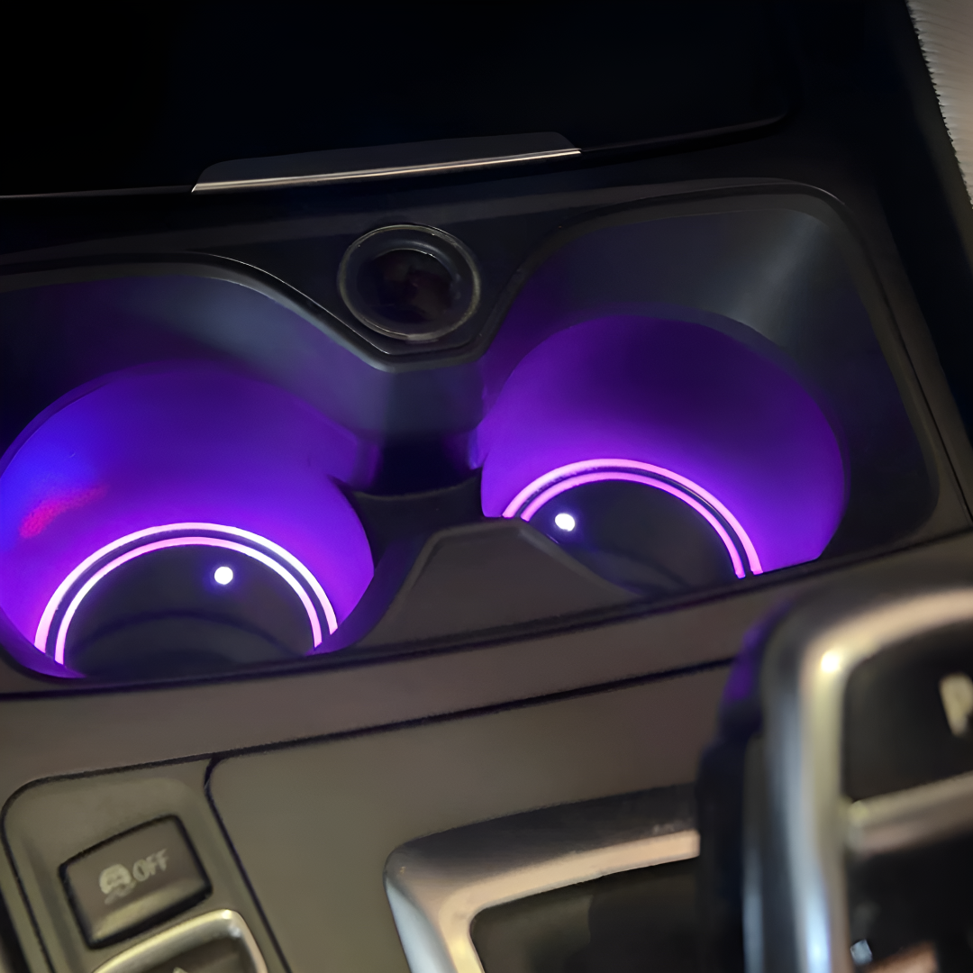 LED Car Cup Holder Coasters With Colorful Light For Vehicles