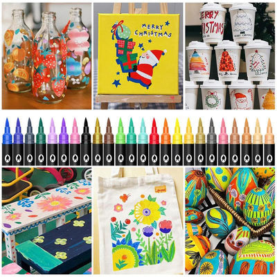 Dual Tip Acrylic Paint Marker Pen For Art And Crafts