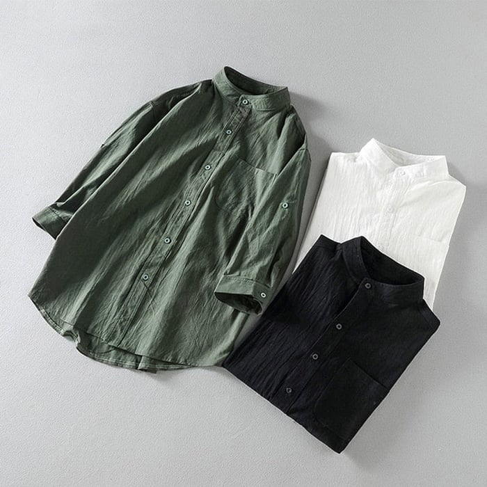 Short Sleeve Linen Men's Shirt Lightweight Summer Casual Top