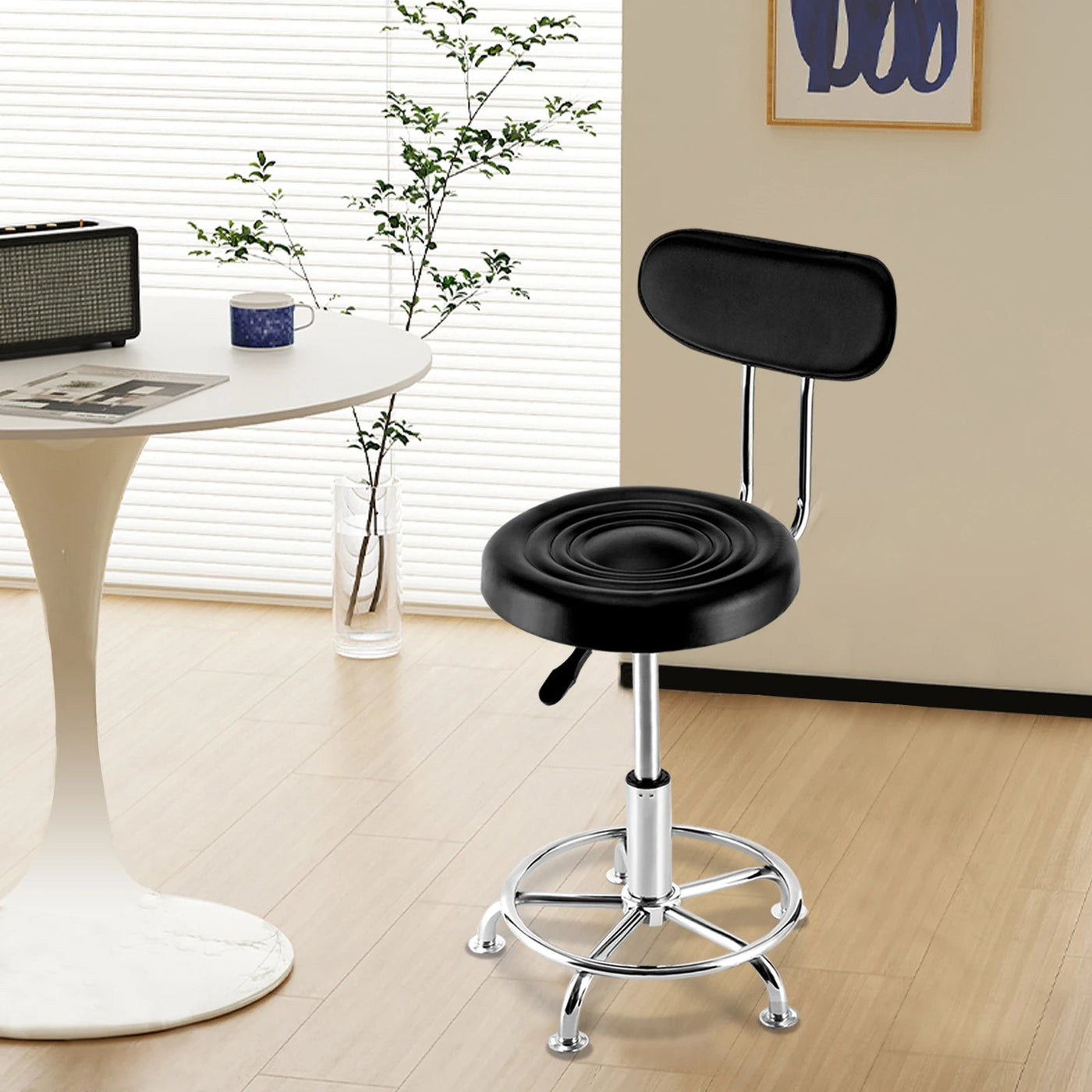 Swivel Workshop Stool Adjustable Hydraulic Seat With Backrest Footrest