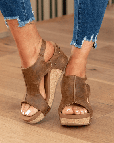 Women’s Orthopedic Leather Wedge Sandals Comfortable Platform Shoes