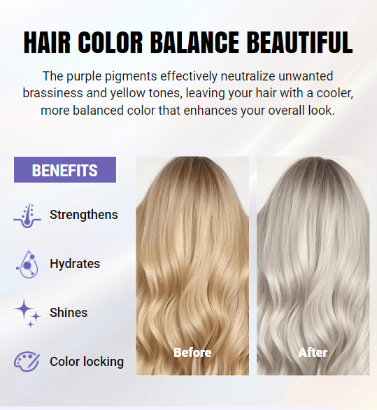 Purple Keratin Hair Mask Protects Color Neutralizes Brass Yellow Tones