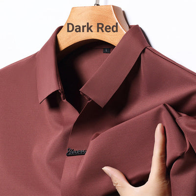 Men’s Casual Lapel T-shirt Wrinkle-Free Breathable Summer Tee