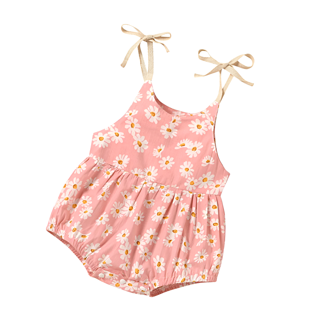 Baby Girl Cotton Romper Soft Floral Print Summer Outfit