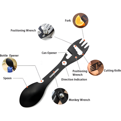Tactical Spork Multitool Durable Camping Survival Utensil Gear