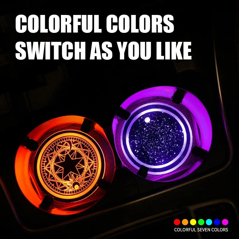 Car LED Cup Holder Coaster Luminous Glow Light Accessory