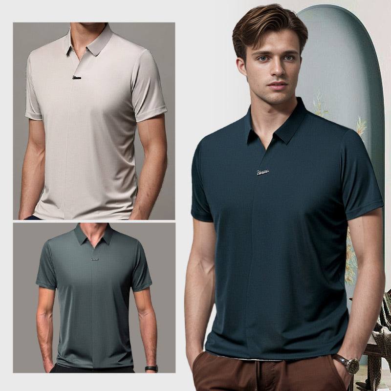 Men’s Casual Lapel T-shirt Wrinkle-Free Breathable Summer Tee