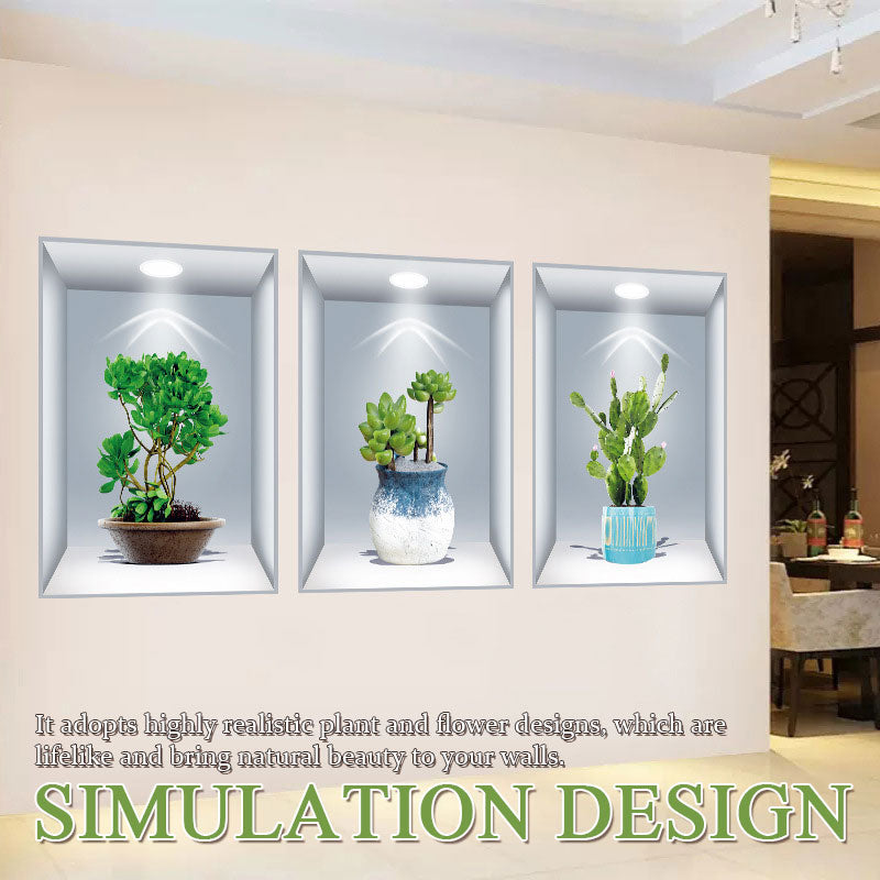 Simulated Plant Flowers 3D Photo Frame Wall Sticker Decoration