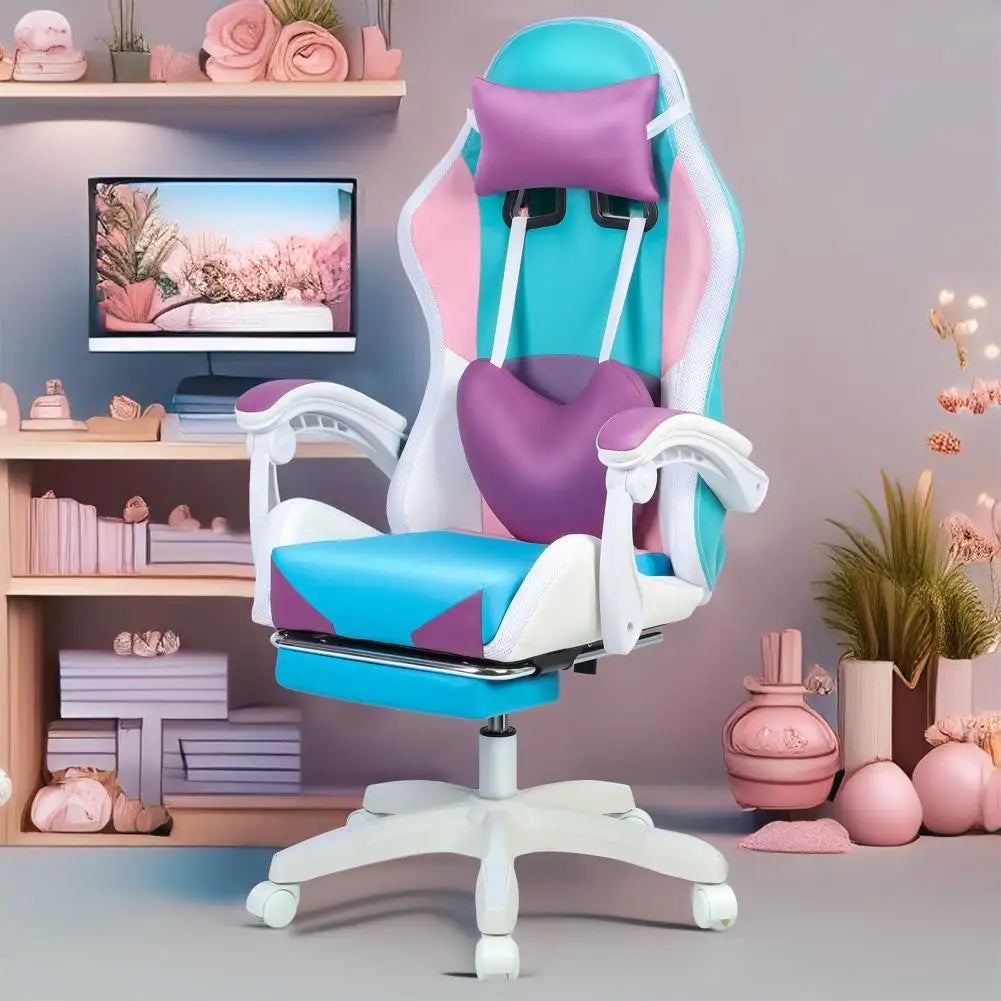 RGB Gaming Chair With Massage Footrest Adjustable LED Computer Chair
