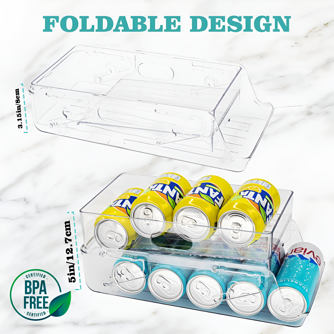 Stackable Soda Can Organizer With Rolling Design For Easy Access