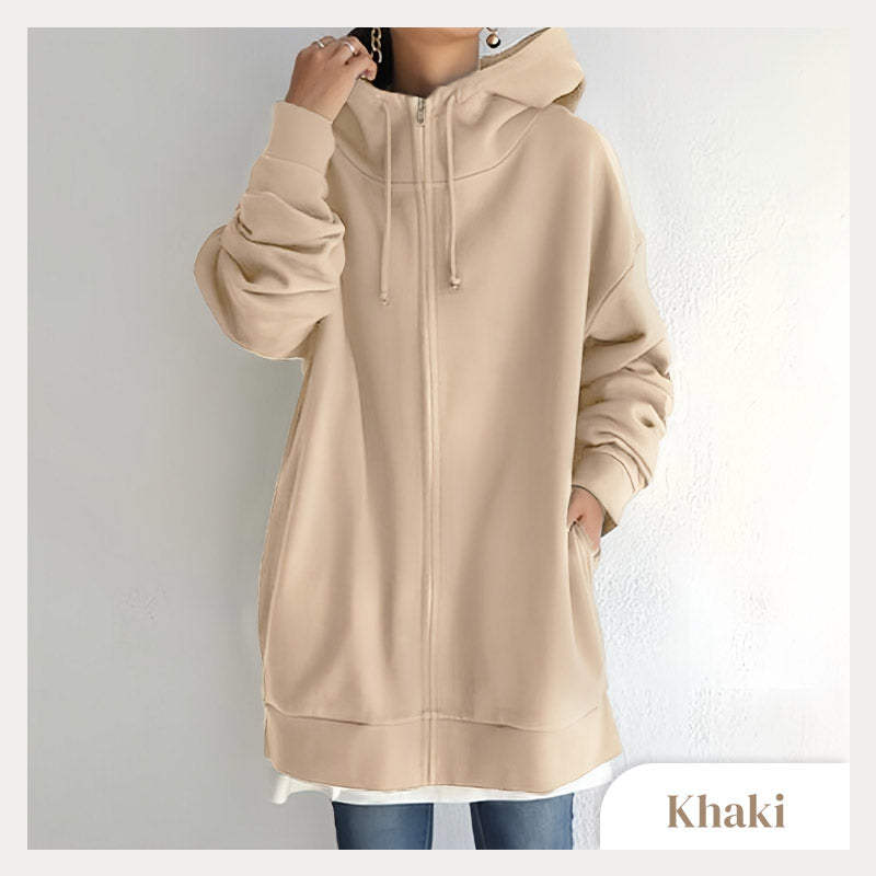 Women's Hooded Sweater Zippered Autumn Winter Warm Pullover
