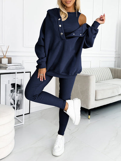 Hooded Sweatshirt Suit Casual Comfortable Stylish Outfit Set