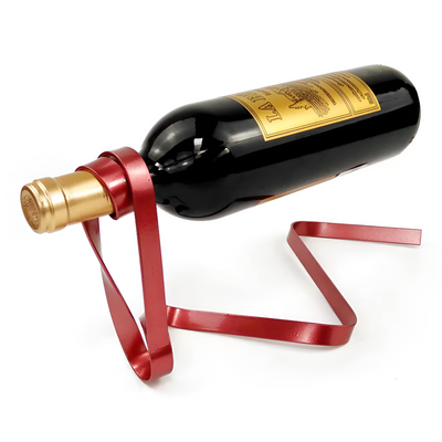 Floating Wine Bottle Holder Ribbon Design Elegant Display Stand