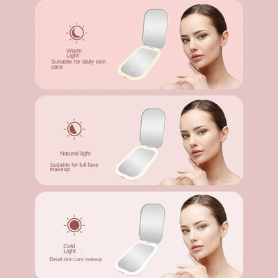 LED Makeup Mirror With 2x Magnification And Adjustable Light
