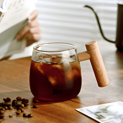 Self Stirring Coffee Mug With Stylish Wooden Handle Design