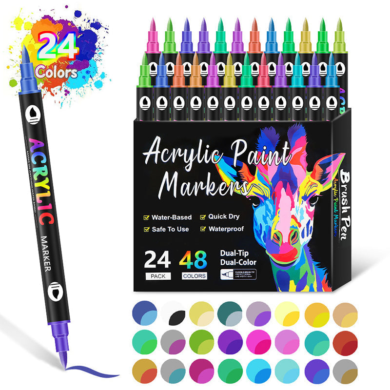 Dual Tip Acrylic Paint Marker Pen For Art And Crafts