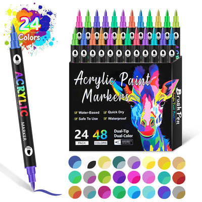 Dual Tip Acrylic Paint Marker Pen For Art And Crafts