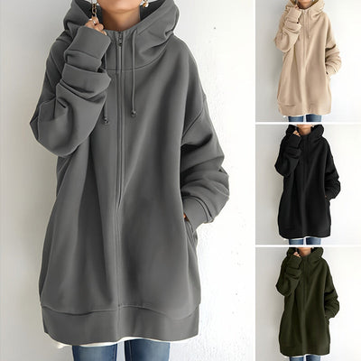Women's Hooded Sweater Zippered Autumn Winter Warm Pullover