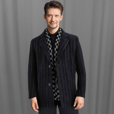 Men’s Tweed Jacket With Warm White Duck Down Lining Winter Coat