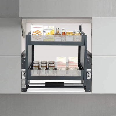 Pull Down Kitchen Shelf 24 Inch Cabinet Space Saving Organizer