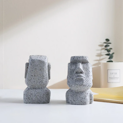 Moai Glasses Holder Resin Statue Easter Island Decor Desktop Accessory