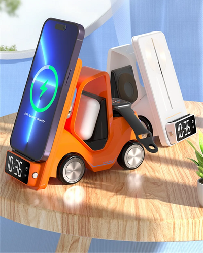 Car Shaped Wireless Charging Dock With LED Alarm Clock Fast Charge