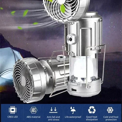 Portable LED Camping Lantern With Cooling Fan For Outdoor Use