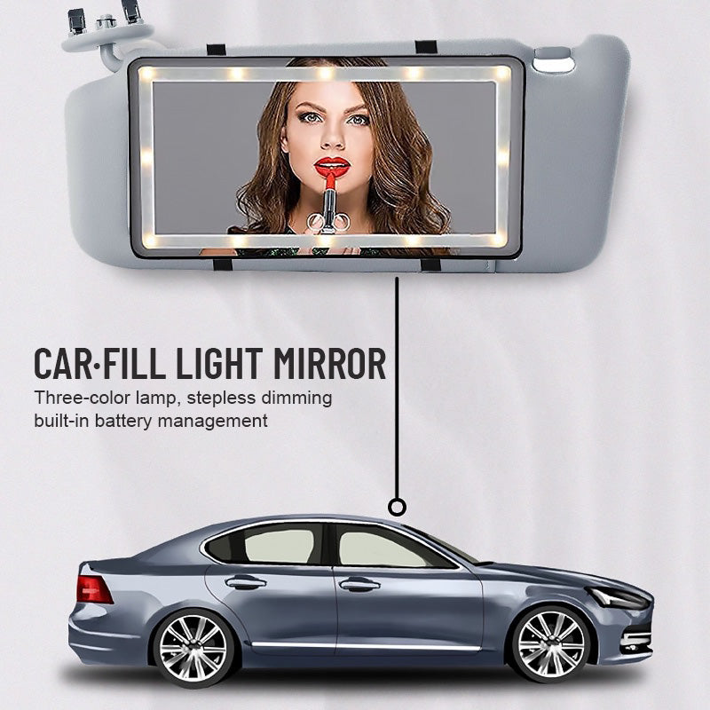Car Sun Visor Illuminated Makeup Mirror With Long Lasting Battery