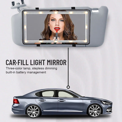Car Sun Visor Illuminated Makeup Mirror With Long Lasting Battery