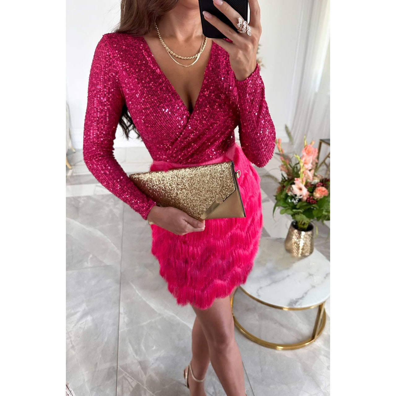 Elia Dress With Stylish Patchwork And Decorative Fringes