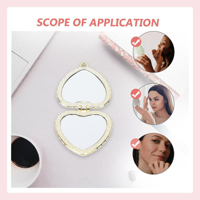 Retro Style Compact Double Sided Folding Mirror For Travel