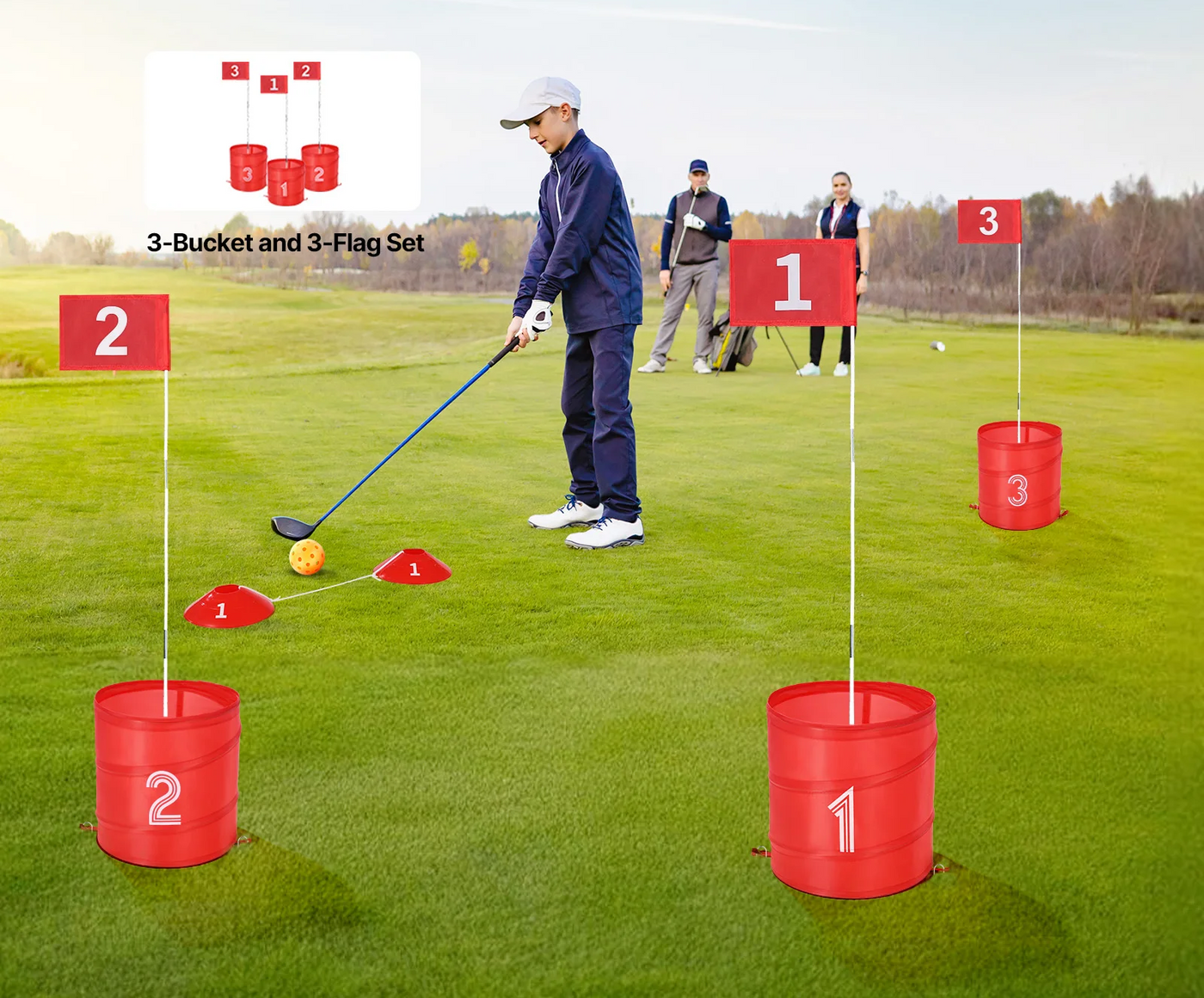 Portable Backyard Golf Game Bucket Chipping Practice For Family