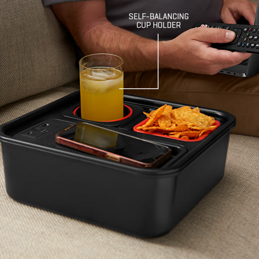 Sofa Armrest Tray With Wireless Charger And Cup Holder Convenience