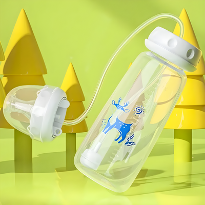 Hands Free Baby Bottle With Straw Easy Drinking For Babies