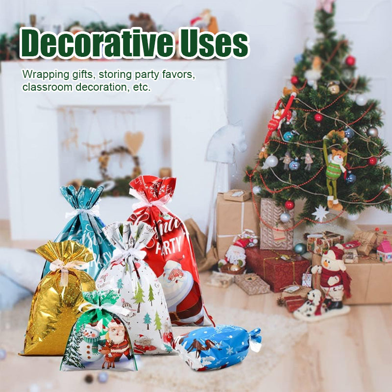 Christmas Drawstring Gift Bag Festive Holiday Present Pouch