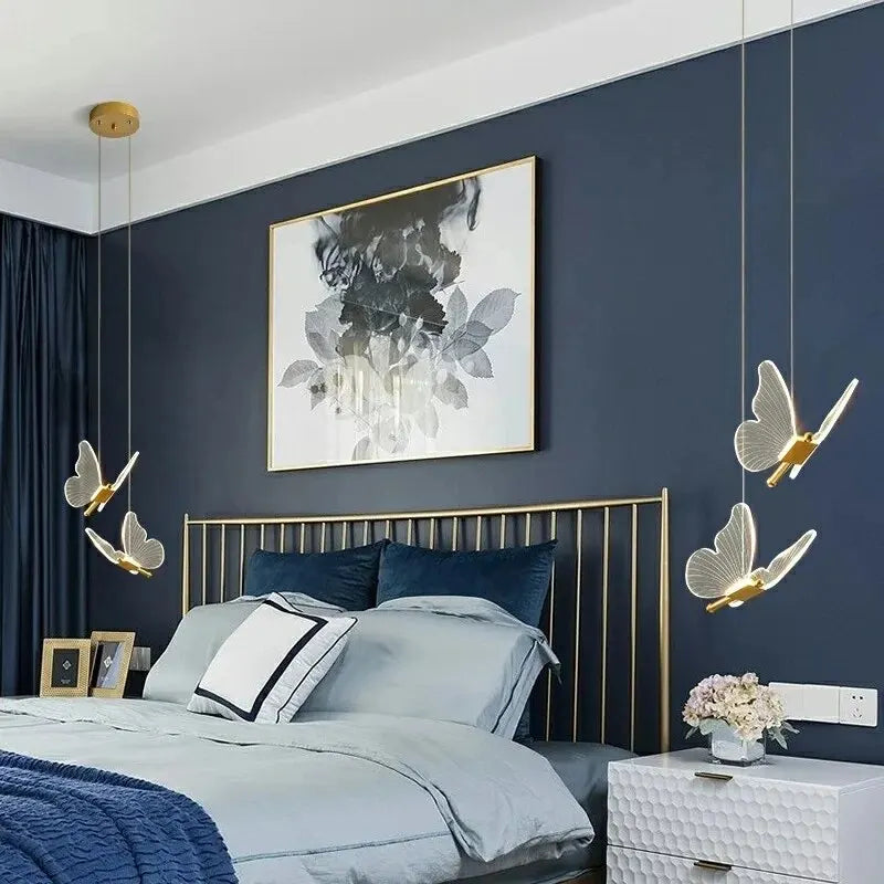 Nordic Butterfly LED Pendant Lamp Elegant Hanging Light For Bedroom