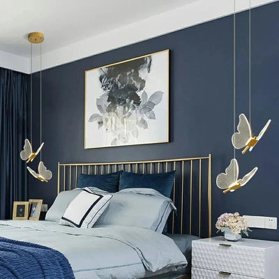 Nordic Butterfly LED Pendant Lamp Elegant Hanging Light For Bedroom