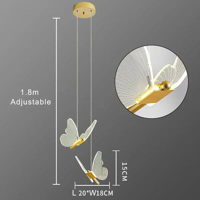 Nordic Butterfly LED Pendant Lamp Elegant Hanging Light For Bedroom