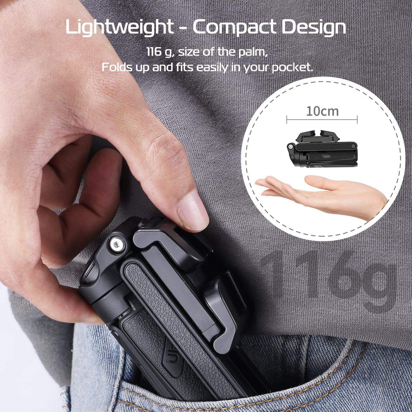 Extendable Grip Phone Tripod With Detachable Remote Pocket Size
