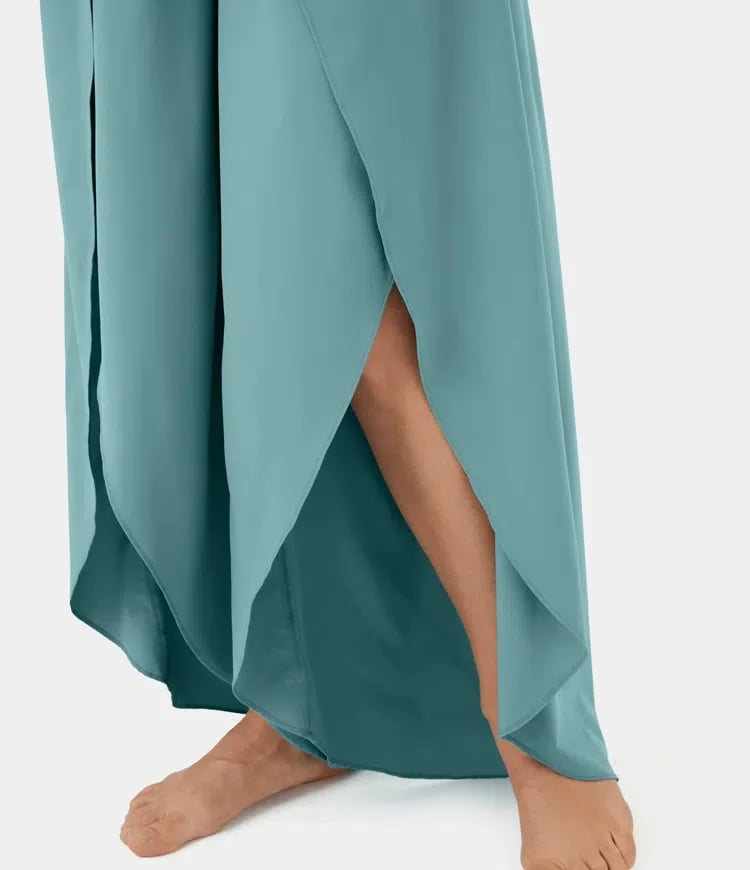 High Waisted Wide Leg Pants Split Casual Quick Dry Design