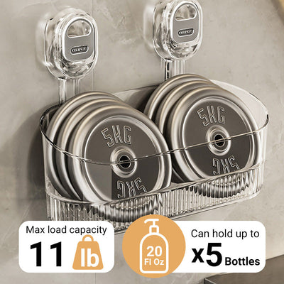 Suction Cup Storage Rack With Drain Hole For Bathroom Kitchen