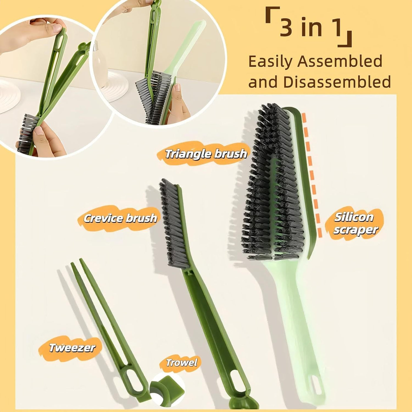 3 In 1 Pet Cleaning Brush Detachable Scrub For Kitchen Bathroom Shoes